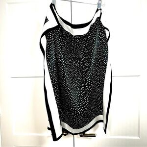 Vintage Italian Black White Polka Dot Large Square Scarf 100% Polyester NWOT